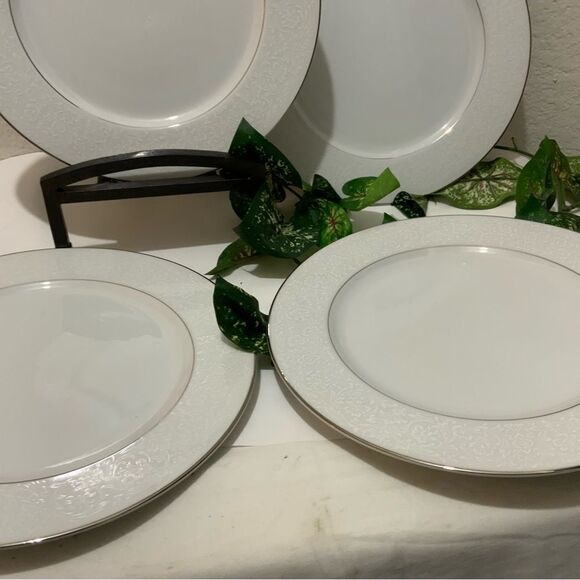 Grace CONCERTO Set of 4- 10 3/8” Plates Fine China Japan Platinum vintage B7 - Picture 5 of 8